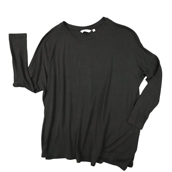 Athleta Dark‎ Grey Brown Long Sleeve Asymmetrical Hem Shirt size Small 440323 - Picture 1 of 8